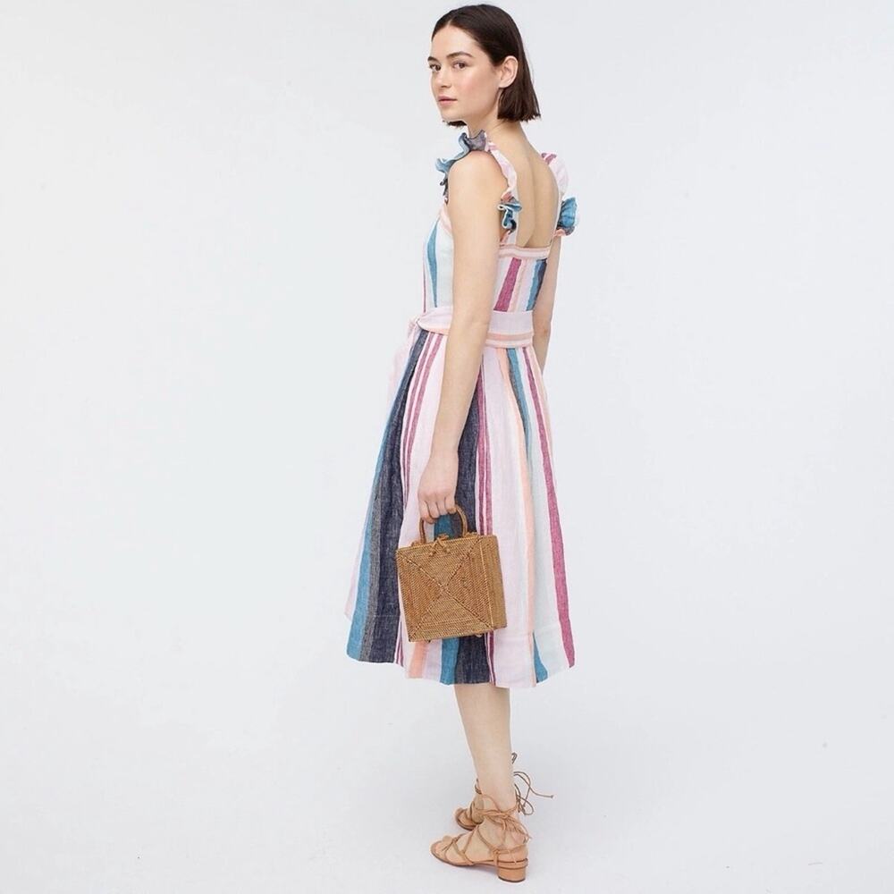 NEW J.Crew Striped Linen Midi Dress Size 6 - Picture 4 of 10
